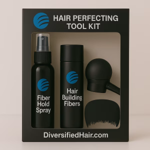Diversified Hair Complete Kit – Hair Fibers + Spray Applicator + Fiber Hold Spray + Hairline Optimizer